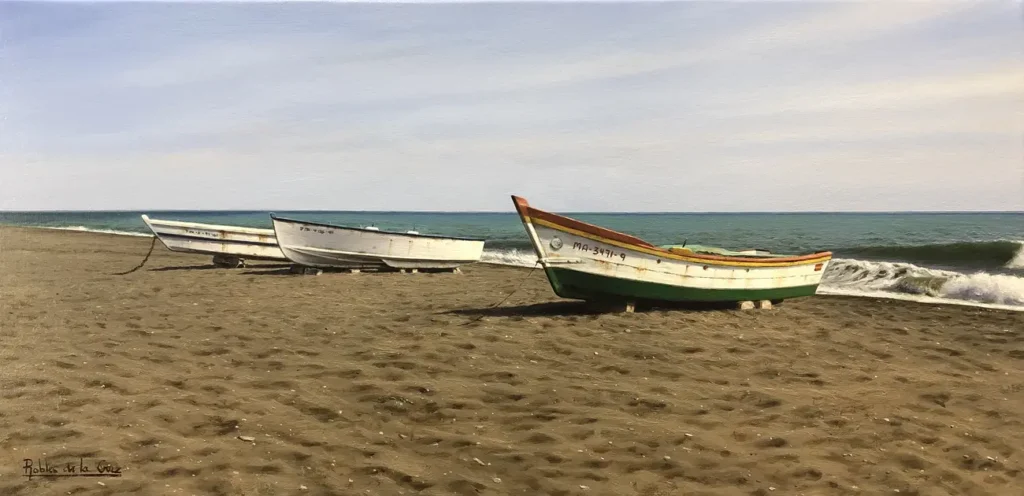 Al terminar la faena. 55x27cm óleo sobre lienzo 2020. Robles de la Cruz