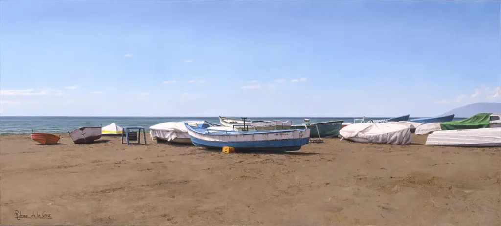 Chalanas al sol . 73x33cm. óleo sobre lienzo.2018