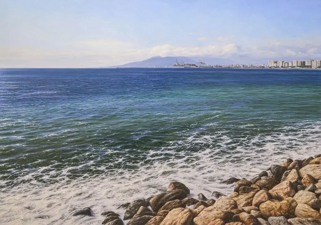 Bahía de Málaga. 162x114 cm. óleo sobre lienzo. 2022. Robles de la Cruz