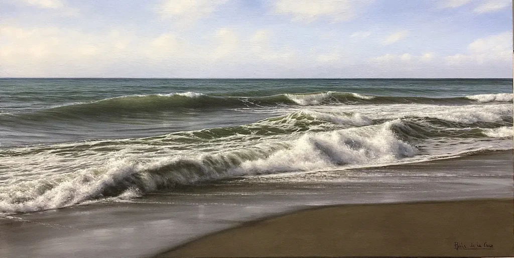 Rompeolas. 73x38cm óleo sobre lienzo 2023. Robles de la Cruz