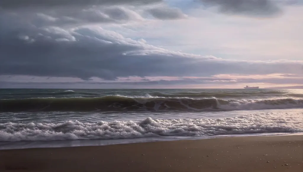 Al caer el sol . 65x38cm. óleo sobre lienzo. 2016. Robles de la Cruz